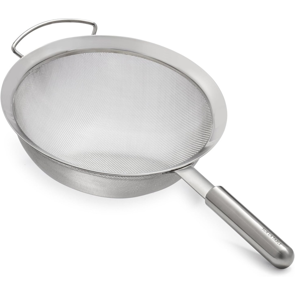image:imageSur La Table Stainless Steel Sieve 925 Fine Mesh Strainer with Weighted Ergonomic Handle 188 NonCorrosive Metal for Sifting Rinsing amp StrainingSilver