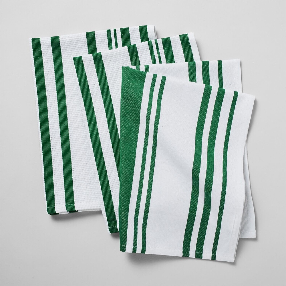 image:imageSur La Table Striped Kitchen Towels Set of 3 Cool GrayBasil