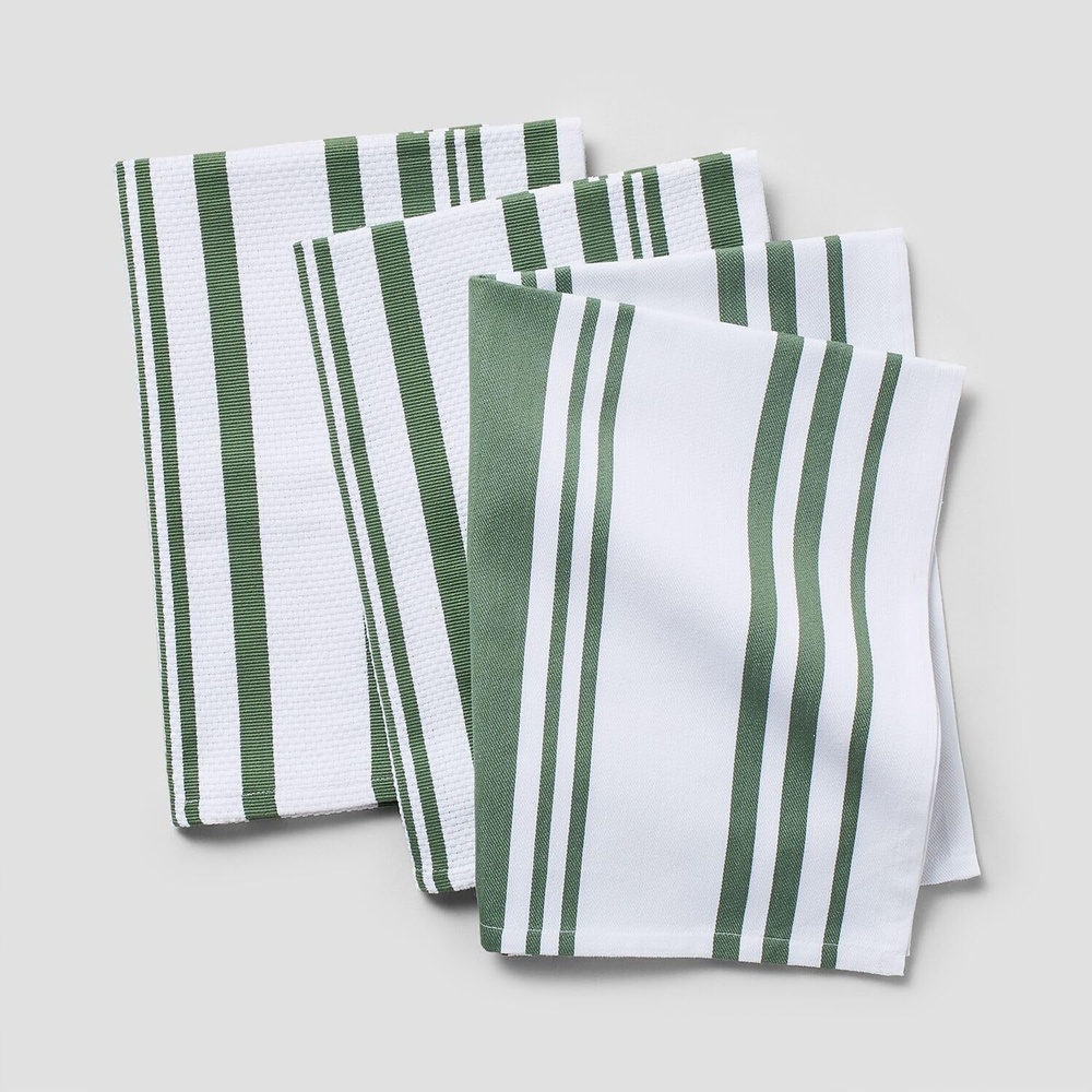 image:imageSur La Table Striped Kitchen Towels Set of 3 Cool GraySage