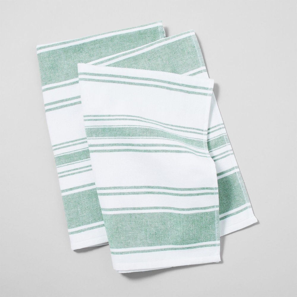 image:imageSur La Table UltraAbsorbent Terry Towels Blue Set of 2 Plush Cotton Terry Towels for Fast Drying and Heavy Kitchen Use Set of 2Green