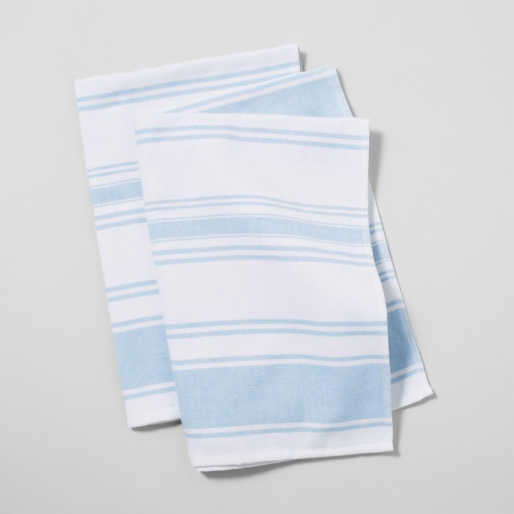 image:imageSur La Table UltraAbsorbent Terry Towels Blue Set of 2 Plush Cotton Terry Towels for Fast Drying and Heavy Kitchen Use Set of 2Light Blue