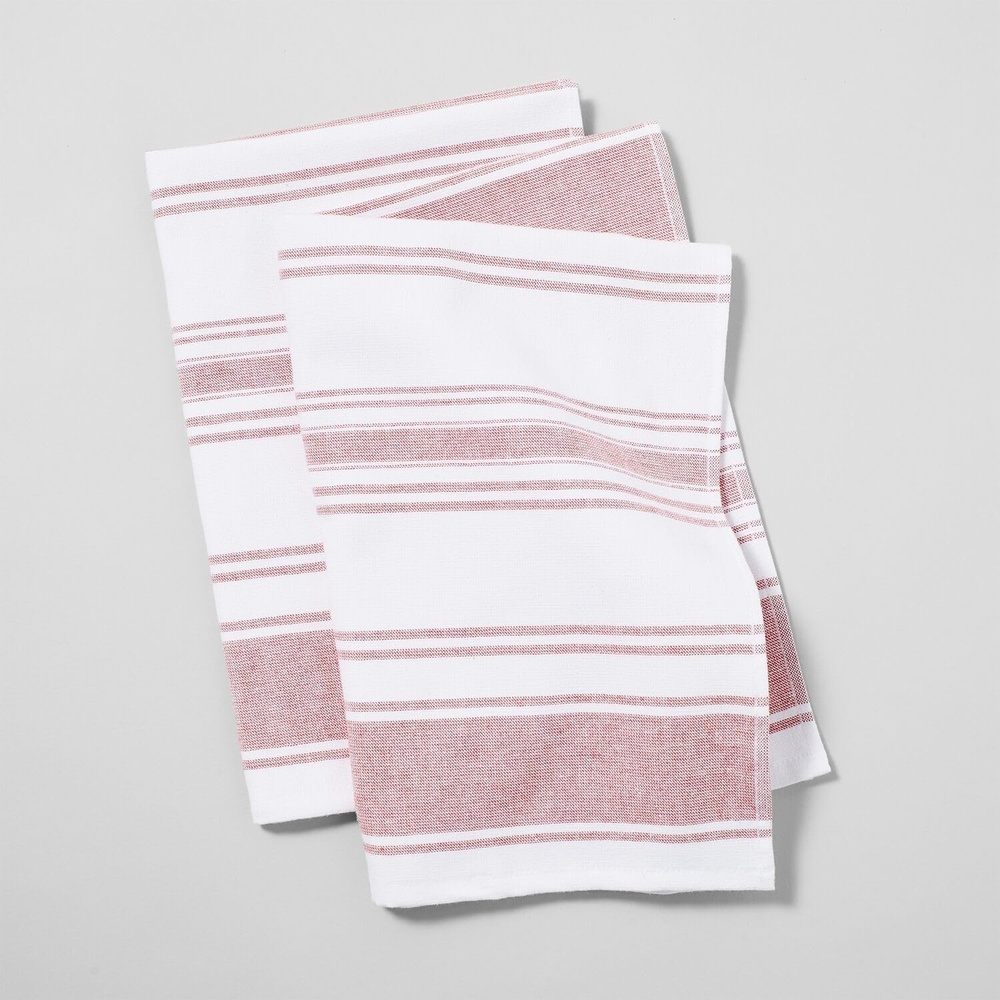 image:imageSur La Table UltraAbsorbent Terry Towels Blue Set of 2 Plush Cotton Terry Towels for Fast Drying and Heavy Kitchen Use Set of 2Red