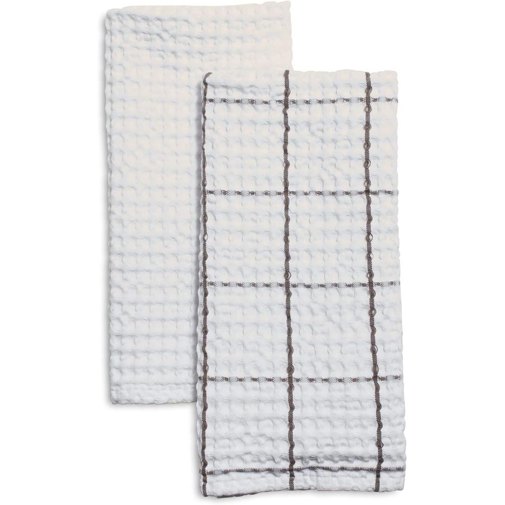 image:imageSur La Table Washed Waffle Kitchen Towels Set of 2 PreShrunk UltraAbsorbent Cotton for Drying Wiping and Produce Wrapping Set of 2Dove Grey