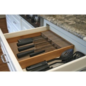 image:imageKNIFEdock Bamboo Knife Organizer for Kitchen Drawers  15 InDrawer Knife Block with Cork Composite  SpaceSaving Safe Storage for Your KnivesBamboo