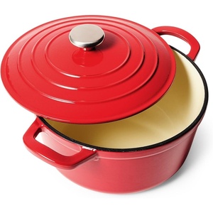 image:imageSur La Table 5Qt Enameled Cast Iron Dutch Oven  With Lid for Braising Baking amp Deep Frying Induction Compatible Oven to 500F MoistureRetaining Design for Flavorful Results Red