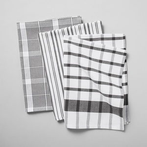 image:imageSur La Table Assorted Twill Kitchen Towels Cool Gray Set of 3 Mixed Coordinating Prints in Calm Neutral Tones for All Kitchen Tasks Set of 3Sardine
