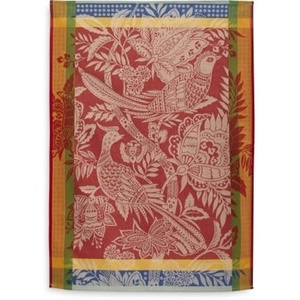 image:imageSur La Table Birds of Paradise Kitchen Towel Illustrated Cotton Towel with Vibrant Tropical Bird and Botanical Design