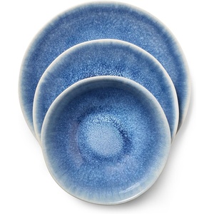image:imageSur La Table Cloud Stoneware Dinnerware Set  12Piece Handcrafted Ceramic Collection Made in Portugal with Reactive Glaze Organic Design Dishwasher amp Microwave Blue