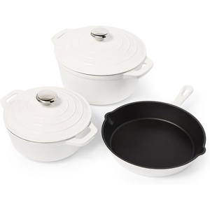 image:imageSur La Table Enameled Cast Iron Cookware Set  Includes 5Qt amp 25Qt Dutch Ovens with Lids and 10 Skillet Oven to 500F Induction Compatible Essential Starter Gift Set BlueWhite