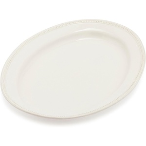 image:imageSur La Table Pearl Stoneware Serving Platter  1625 x 115 ChipResistant Tray with Raised Dot Border amp Distressed Edges VintageInspired Dinnerware Microwave amp DishwasherWhite