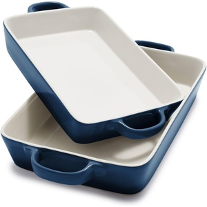 image:imageSur La Table Stoneware 2Piece Rectangular Baker Set WhiteBlue