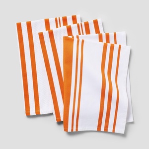 image:imageSur La Table Striped Kitchen Towels Set of 3 Cool GrayOrange