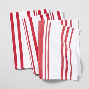 image:imageSur La Table Striped Kitchen Towels Set of 3 Cool GrayRuby Red
