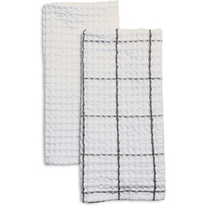 image:imageSur La Table Washed Waffle Kitchen Towels Set of 2 PreShrunk UltraAbsorbent Cotton for Drying Wiping and Produce Wrapping Set of 2Dove Grey