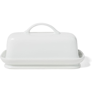 image:imageSur La Table White Butter Dish Covered Porcelain Vessel with Domed Lid for Counter Storage and Table Service