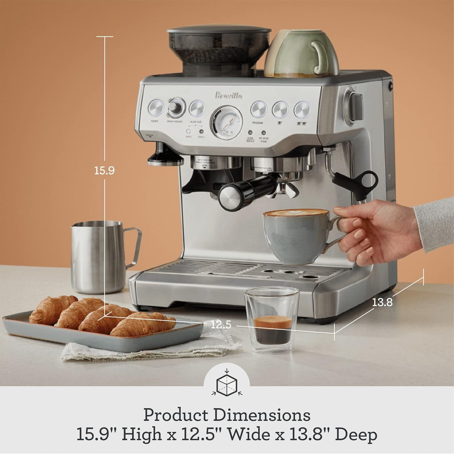 image:imageBreville Barista Express Espresso Machine BES870XL Brushed Stainless SteelBrushed Stainless Steel