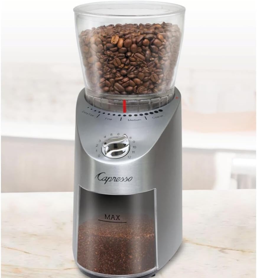 image:imageCapresso Infinity Plus Conical Burr Grinder BlackStainless Steel