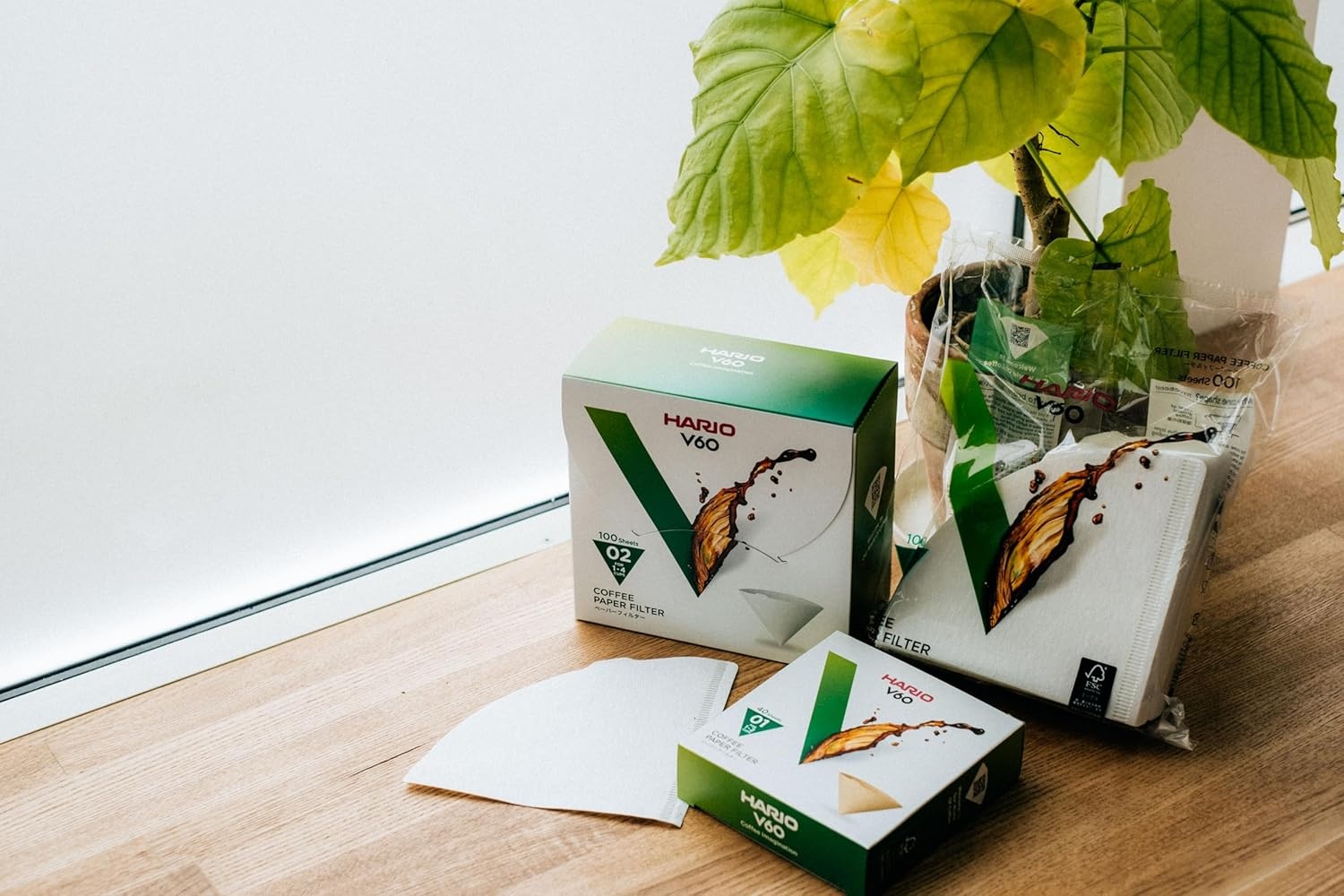 image:imageHario V60 Paper Coffee Filter Size 02 White 40ct BoxNautural