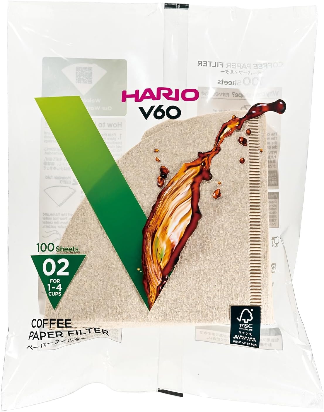 image:imageHario V60 Paper Coffee Filter Size 02 White 40ct BoxNautural