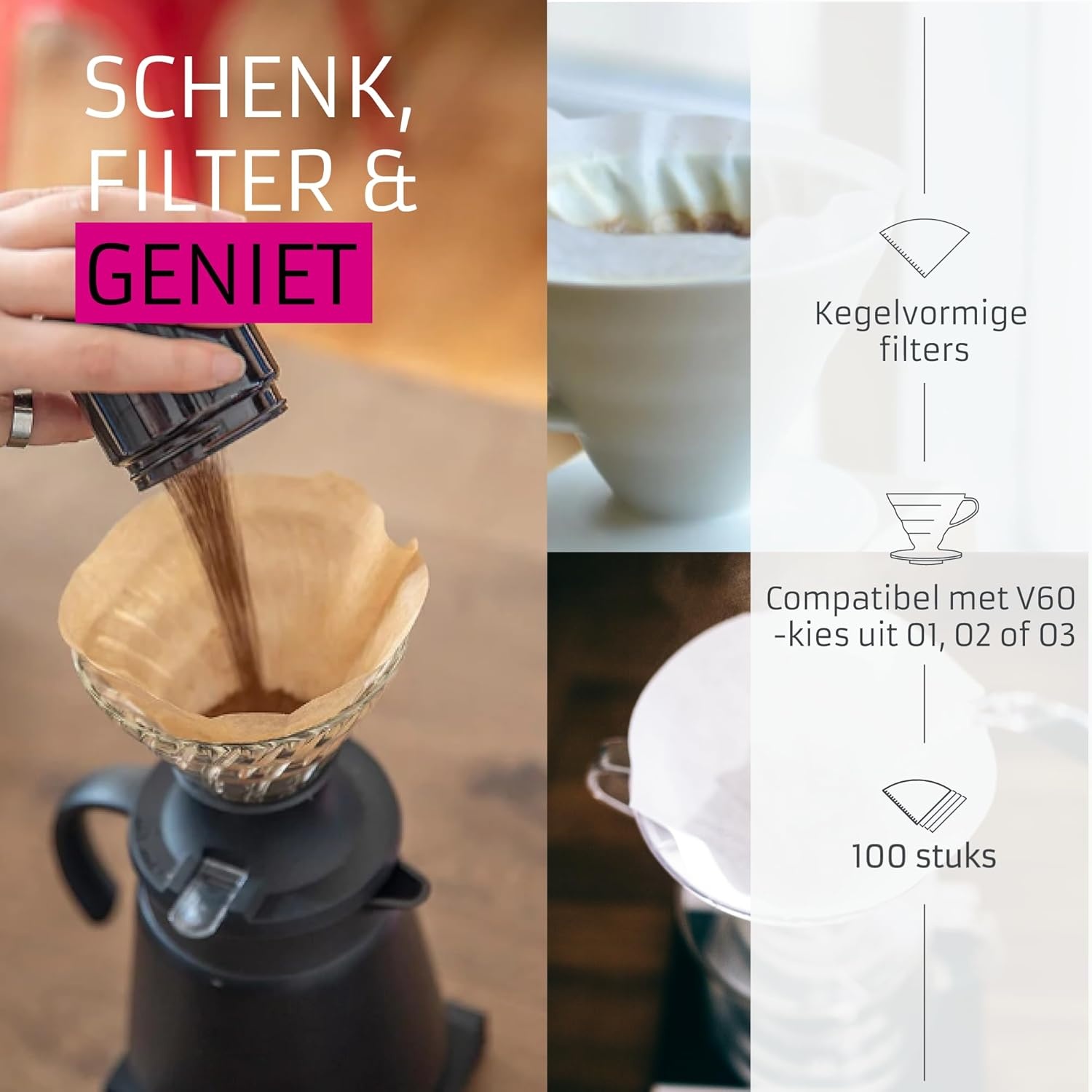 image:imageHario V60 Paper Coffee Filter Size 02 White 40ct BoxNautural