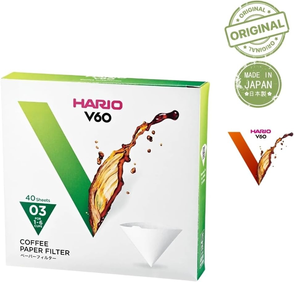 image:imageHario V60 Paper Coffee Filter Size 02 White 40ct BoxWhite