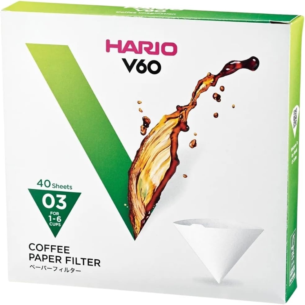 image:imageHario V60 Paper Coffee Filter Size 02 White 40ct BoxWhite