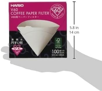 image:imageHario V60 Paper Coffee Filter Size 02 White 40ct BoxWhite