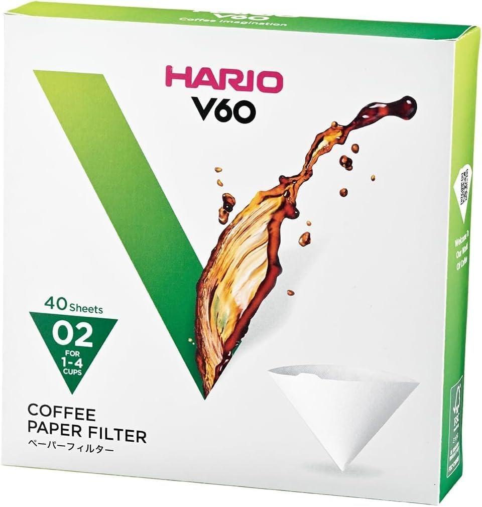 image:imageHario V60 Paper Coffee Filter Size 02 White 40ct BoxWhite