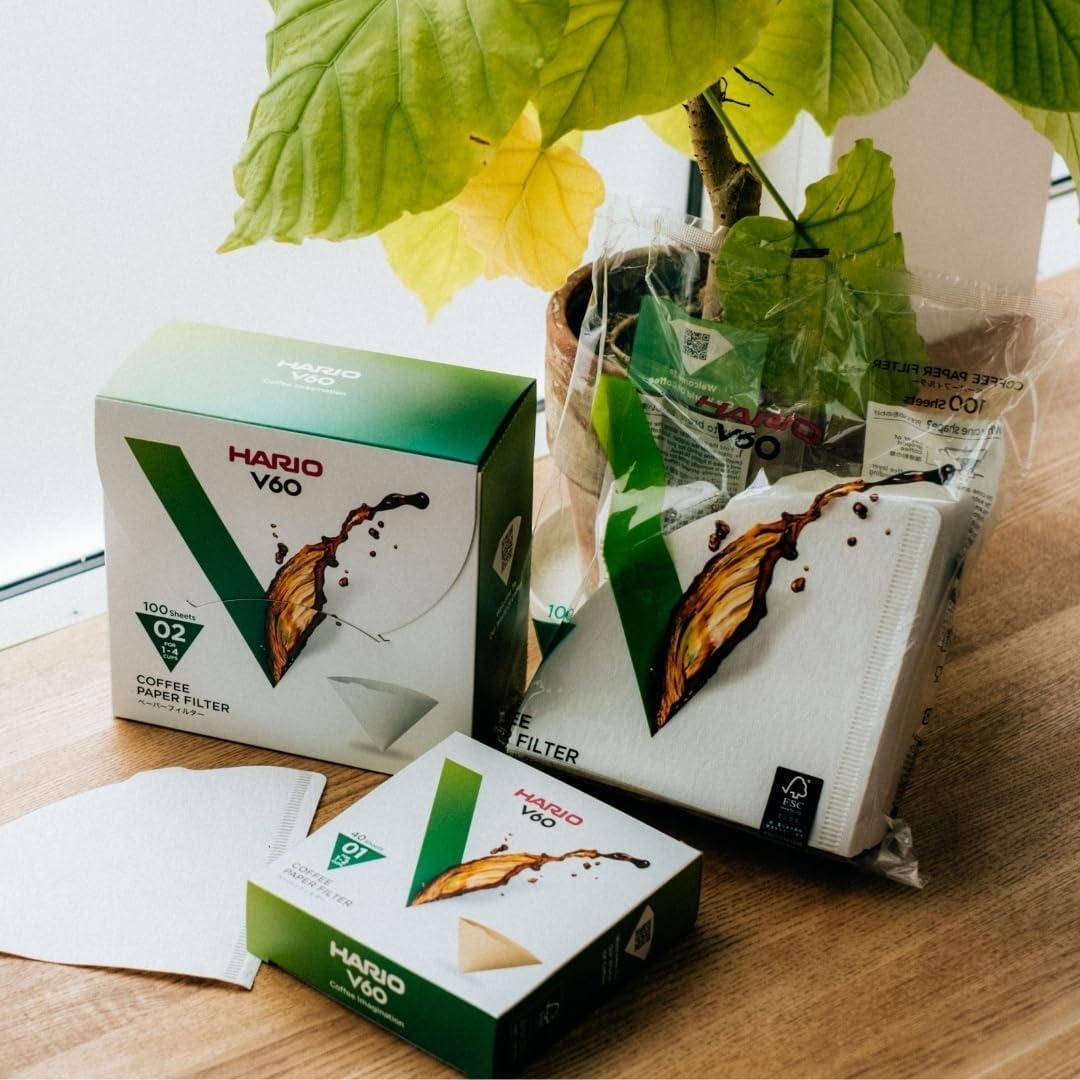 image:imageHario V60 Paper Coffee Filter Size 02 White 40ct BoxWhite