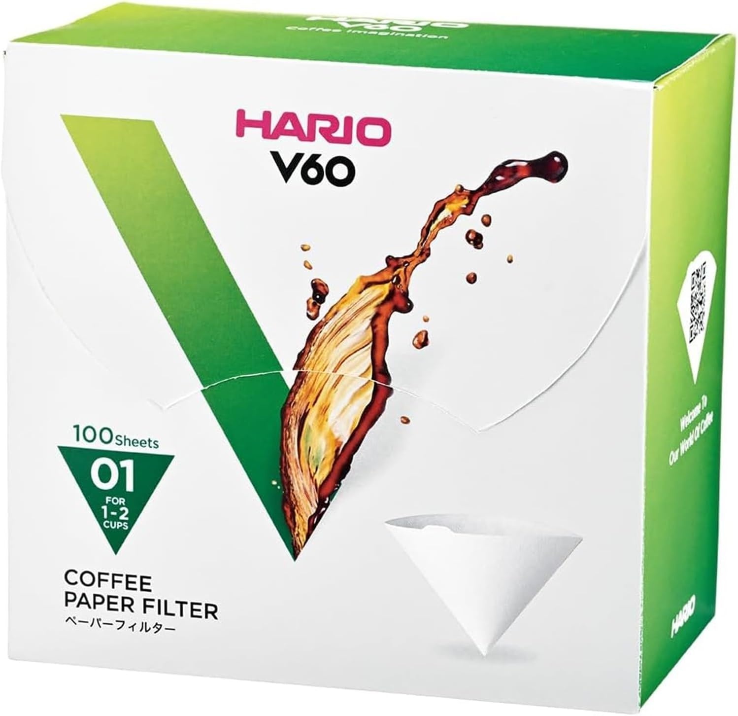 image:imageHario V60 Paper Coffee Filter Size 02 White 40ct BoxWhite