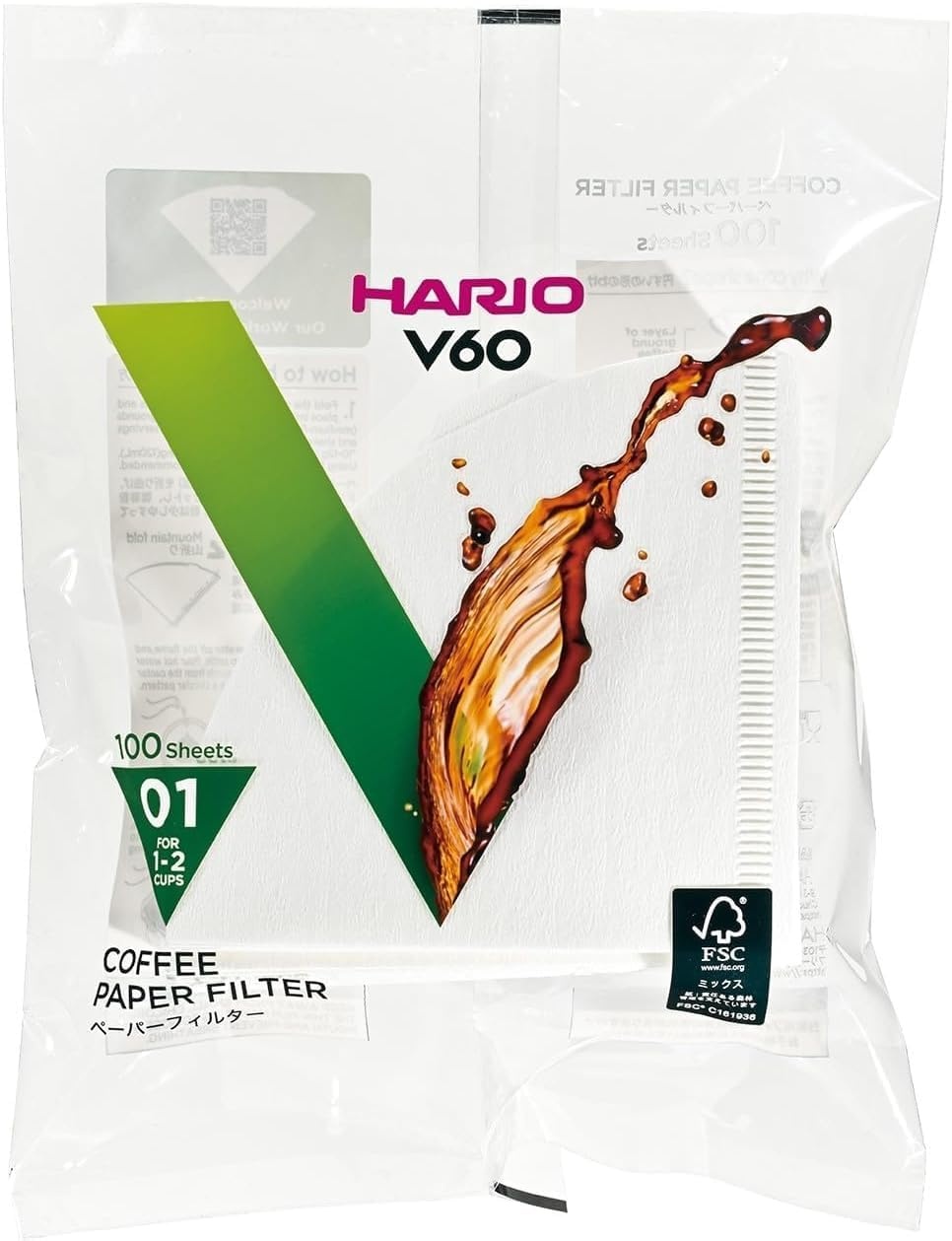 image:imageHario V60 Paper Coffee Filter Size 02 White 40ct BoxWhite