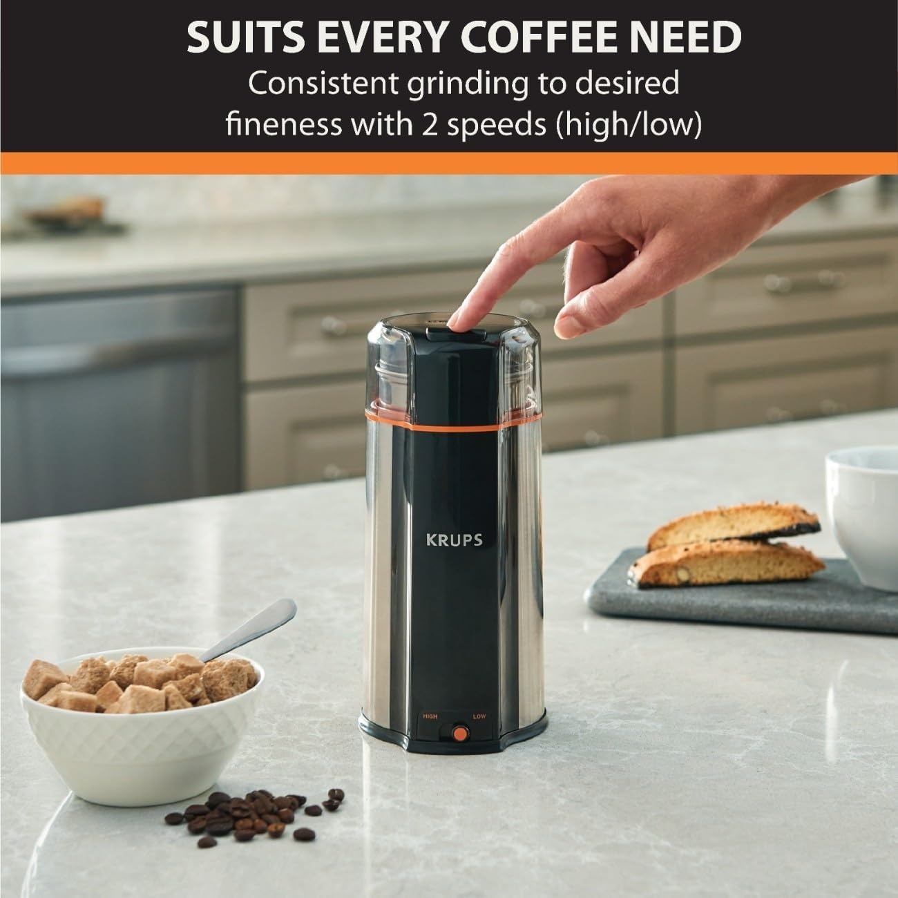image:imageKRUPS Precision Electric Coffee Grinders 3 oz Capacity 200W Motor Stainless Steel Blades for Uniform Grinding of Beans Herb and Nuts Coffee and Spice Grinder Electric BlackStainless Steel
