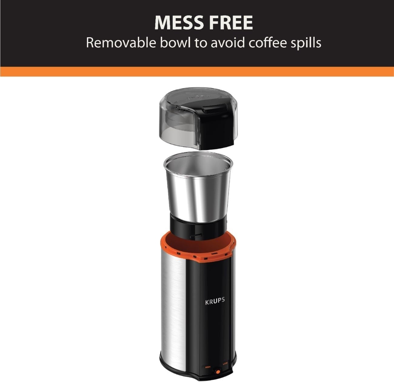 image:imageKRUPS Precision Electric Coffee Grinders 3 oz Capacity 200W Motor Stainless Steel Blades for Uniform Grinding of Beans Herb and Nuts Coffee and Spice Grinder Electric BlackStainless Steel
