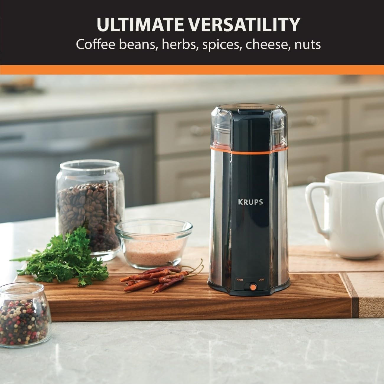 image:imageKRUPS Precision Electric Coffee Grinders 3 oz Capacity 200W Motor Stainless Steel Blades for Uniform Grinding of Beans Herb and Nuts Coffee and Spice Grinder Electric BlackStainless Steel