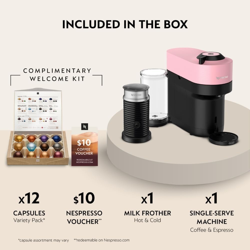 image:imageNespresso LimitedEdition Vertuo Pop Coffee and Espresso Maker by DeLonghi Pastel YellowCandy Pink