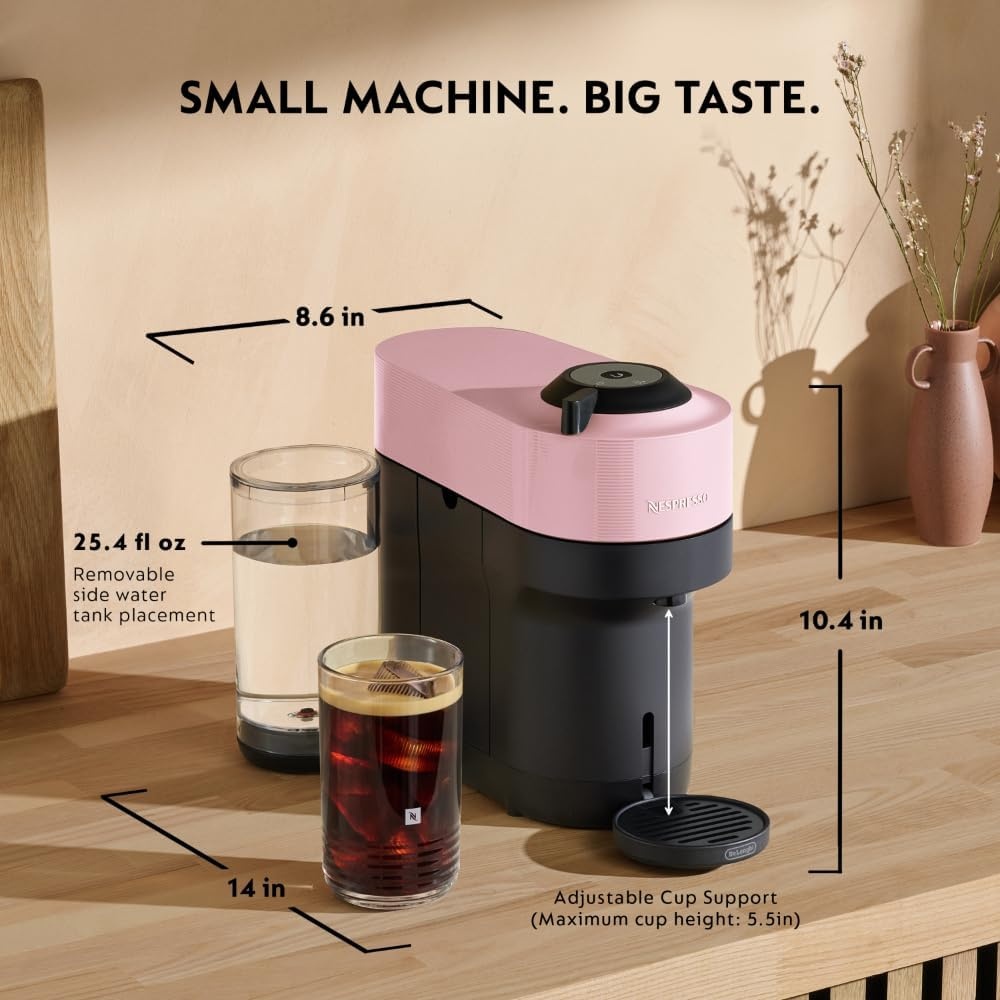 image:imageNespresso LimitedEdition Vertuo Pop Coffee and Espresso Maker by DeLonghi Pastel YellowCandy Pink