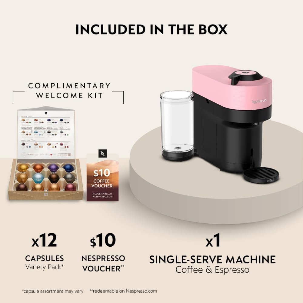 image:imageNespresso LimitedEdition Vertuo Pop Coffee and Espresso Maker by DeLonghi Pastel YellowCandy Pink