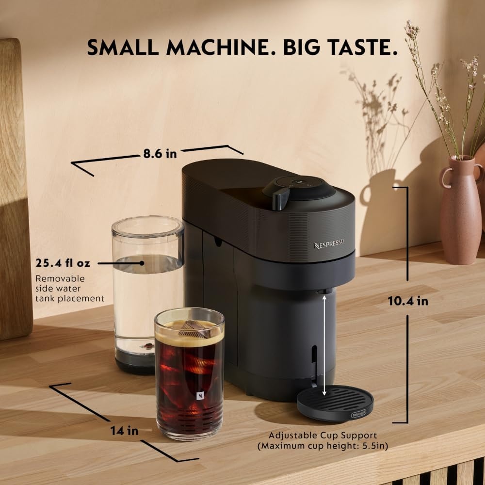 image:imageNespresso LimitedEdition Vertuo Pop Coffee and Espresso Maker by DeLonghi Pastel YellowLiquorice Black