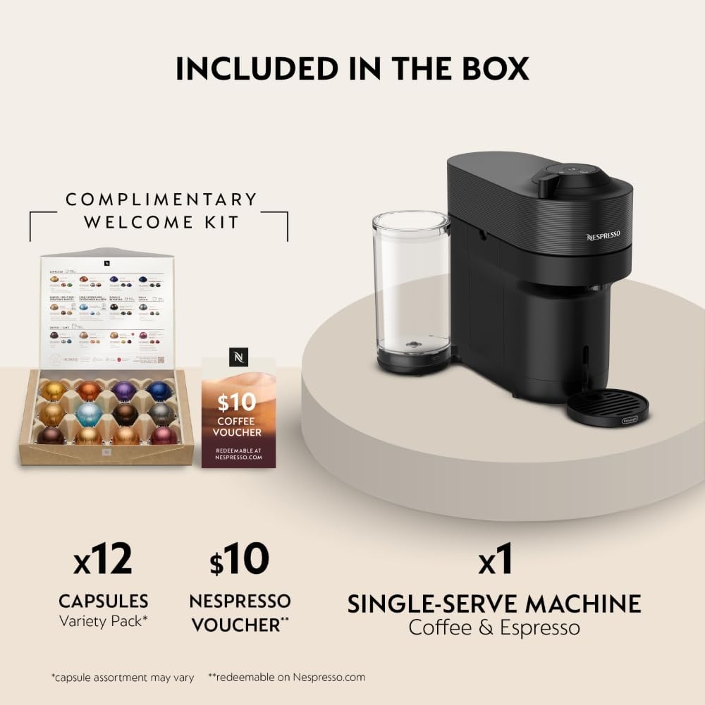 image:imageNespresso LimitedEdition Vertuo Pop Coffee and Espresso Maker by DeLonghi Pastel YellowLiquorice Black
