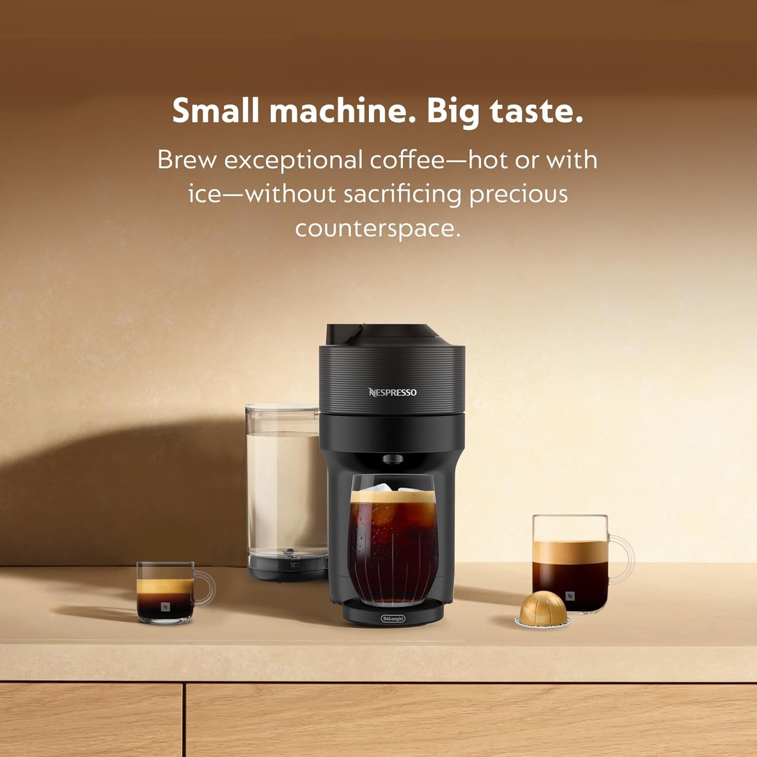 image:imageNespresso LimitedEdition Vertuo Pop Coffee and Espresso Maker by DeLonghi Pastel YellowLiquorice Black1