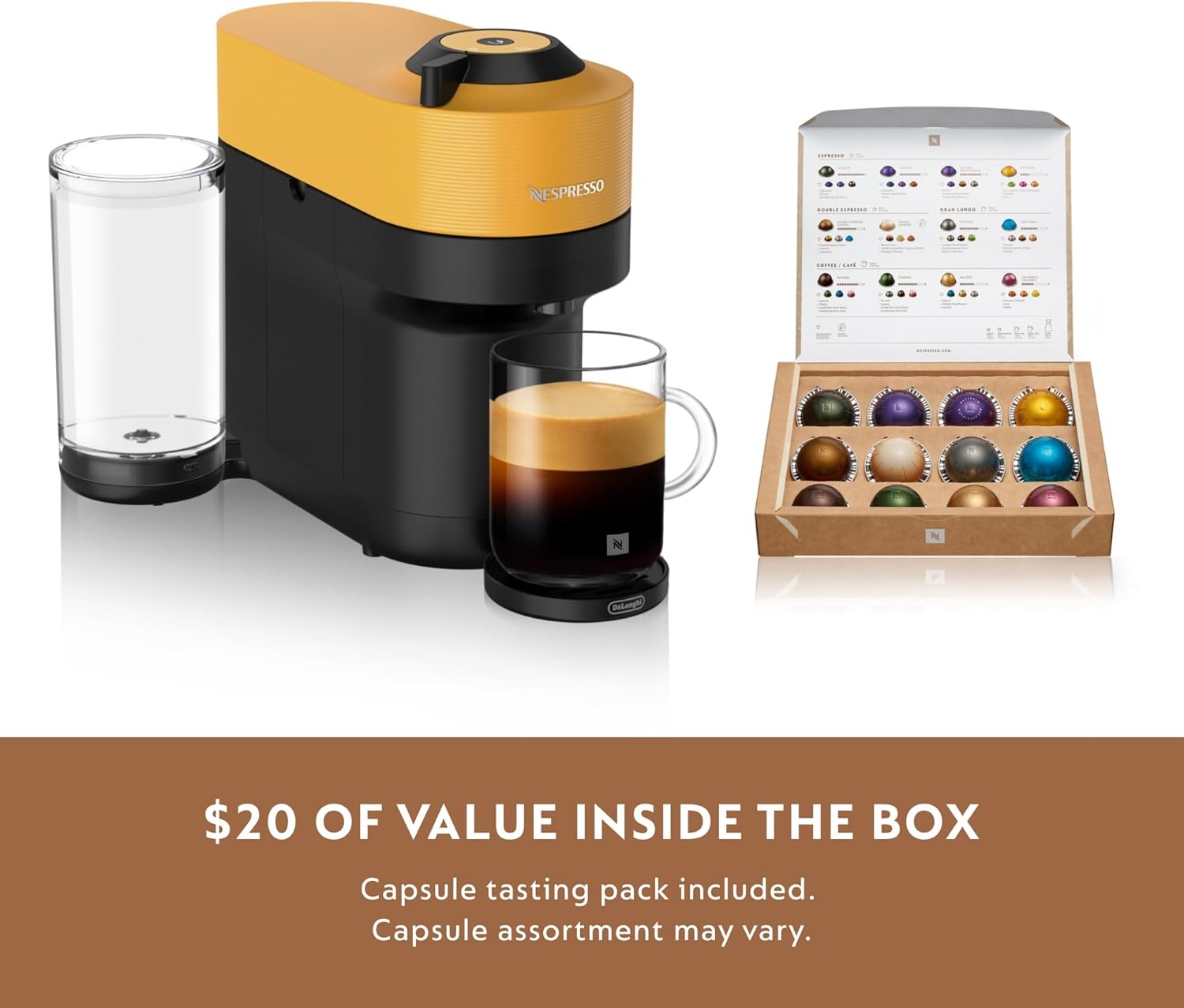 image:imageNespresso LimitedEdition Vertuo Pop Coffee and Espresso Maker by DeLonghi Pastel YellowMango