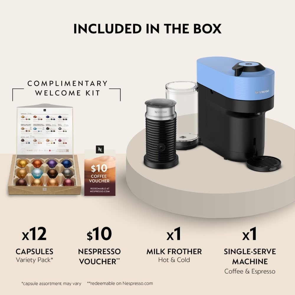 image:imageNespresso LimitedEdition Vertuo Pop Coffee and Espresso Maker by DeLonghi Pastel YellowPacific Blue