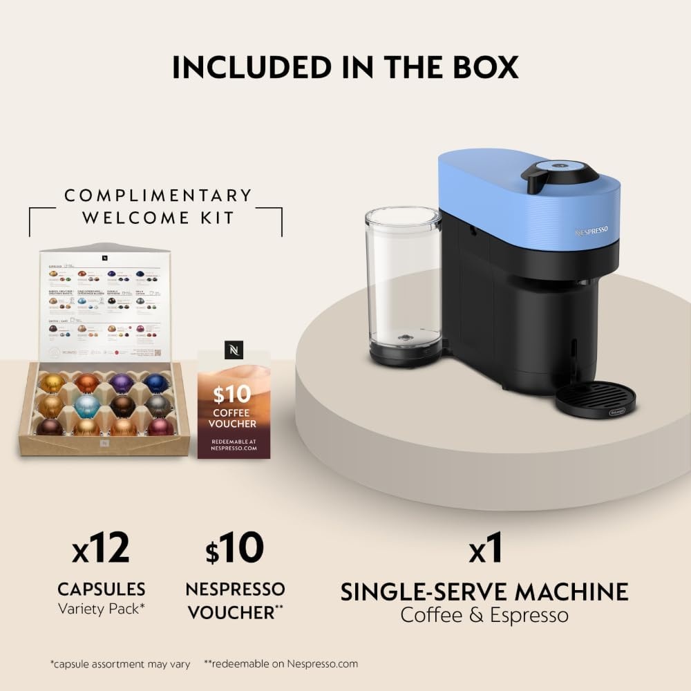 image:imageNespresso LimitedEdition Vertuo Pop Coffee and Espresso Maker by DeLonghi Pastel YellowPacific Blue