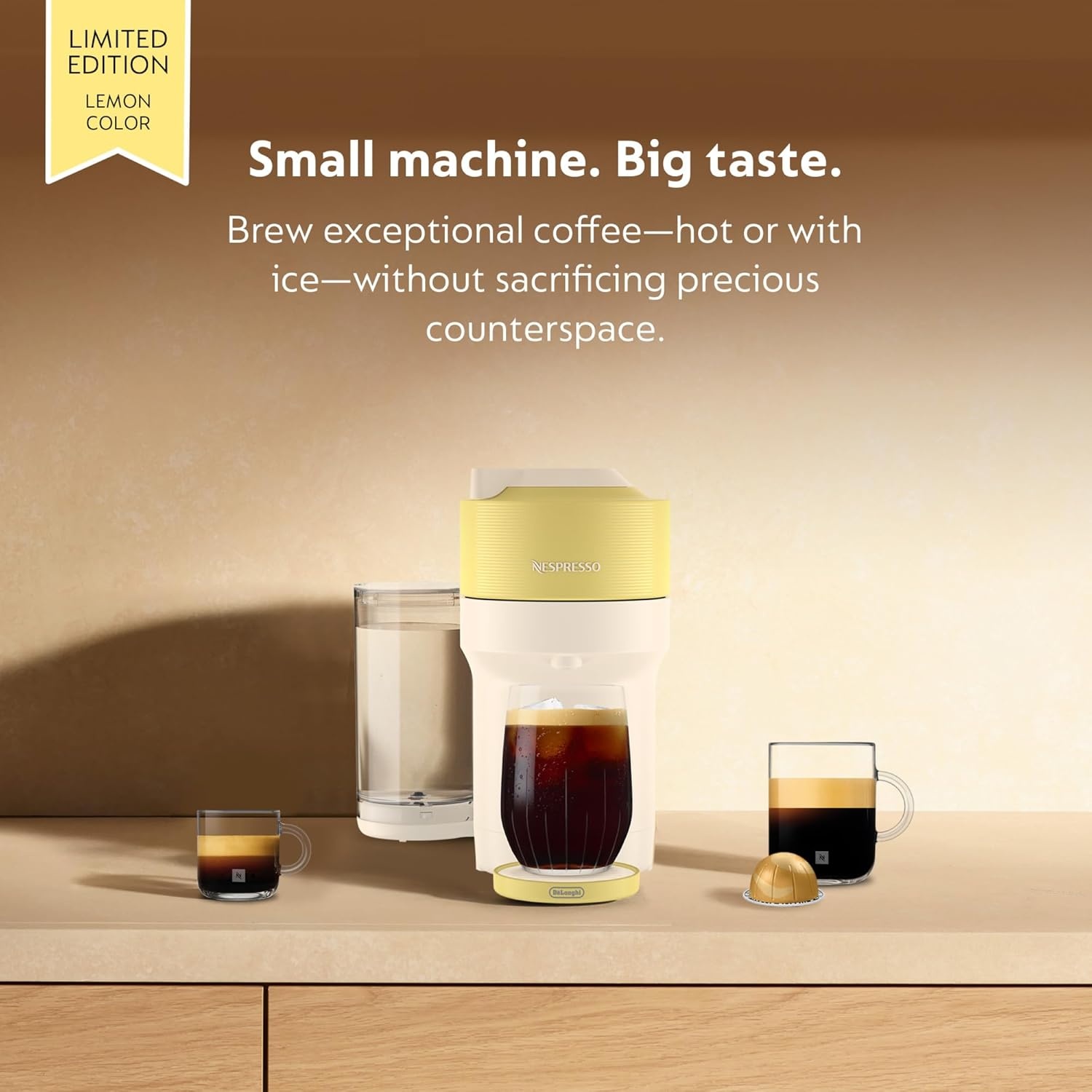 image:imageNespresso LimitedEdition Vertuo Pop Coffee and Espresso Maker by DeLonghi Pastel YellowPastel Yellow