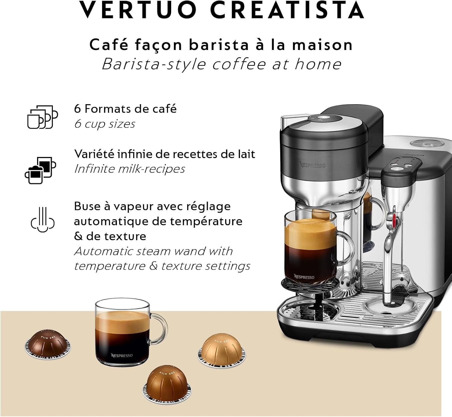 image:imageNespresso Vertuo Creatista Coffee and Espresso Maker by Breville Brushed Stainless SteelBlack Stainless Steel