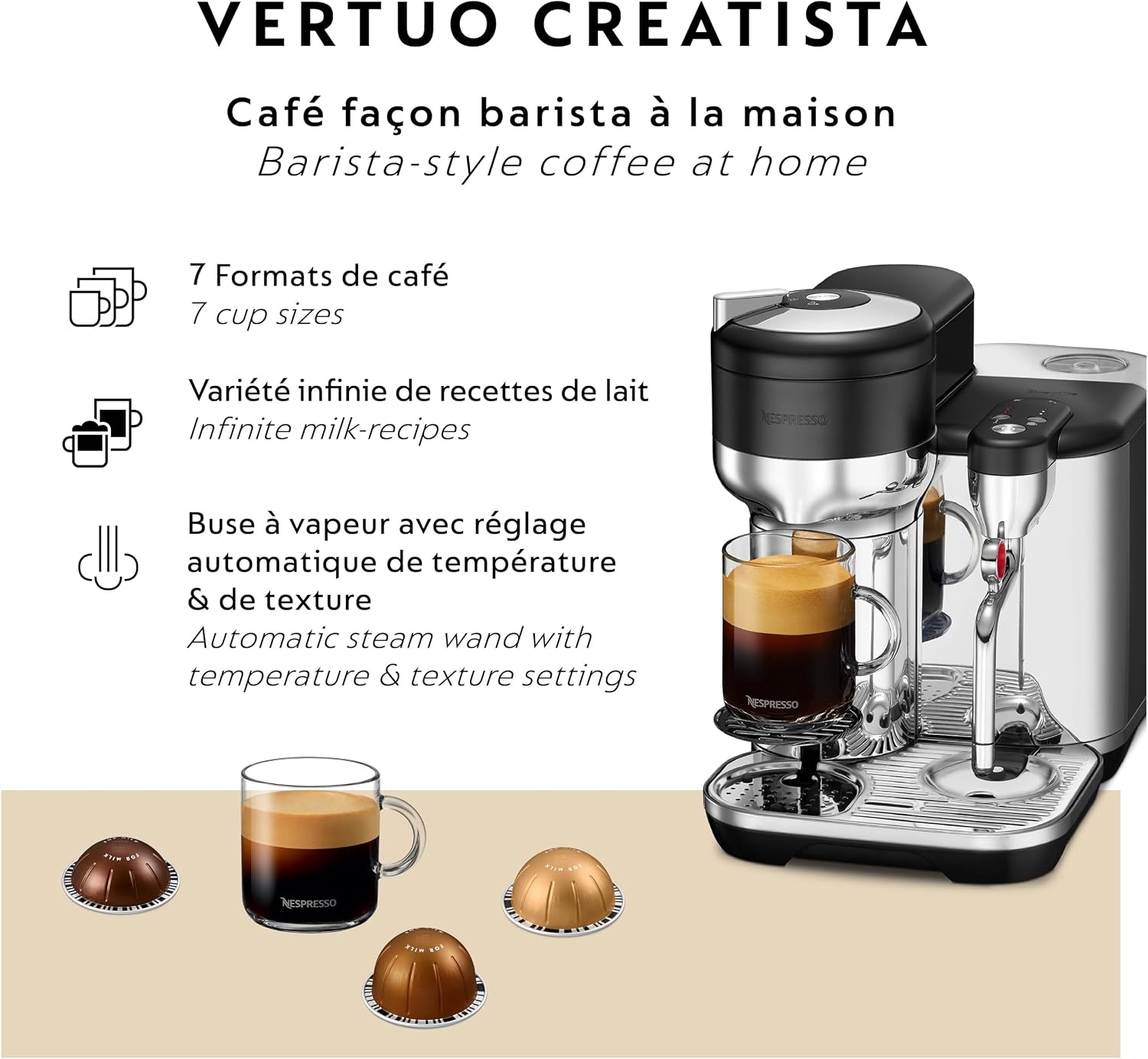 image:imageNespresso Vertuo Creatista Coffee and Espresso Maker by Breville Brushed Stainless SteelBlack Truffle