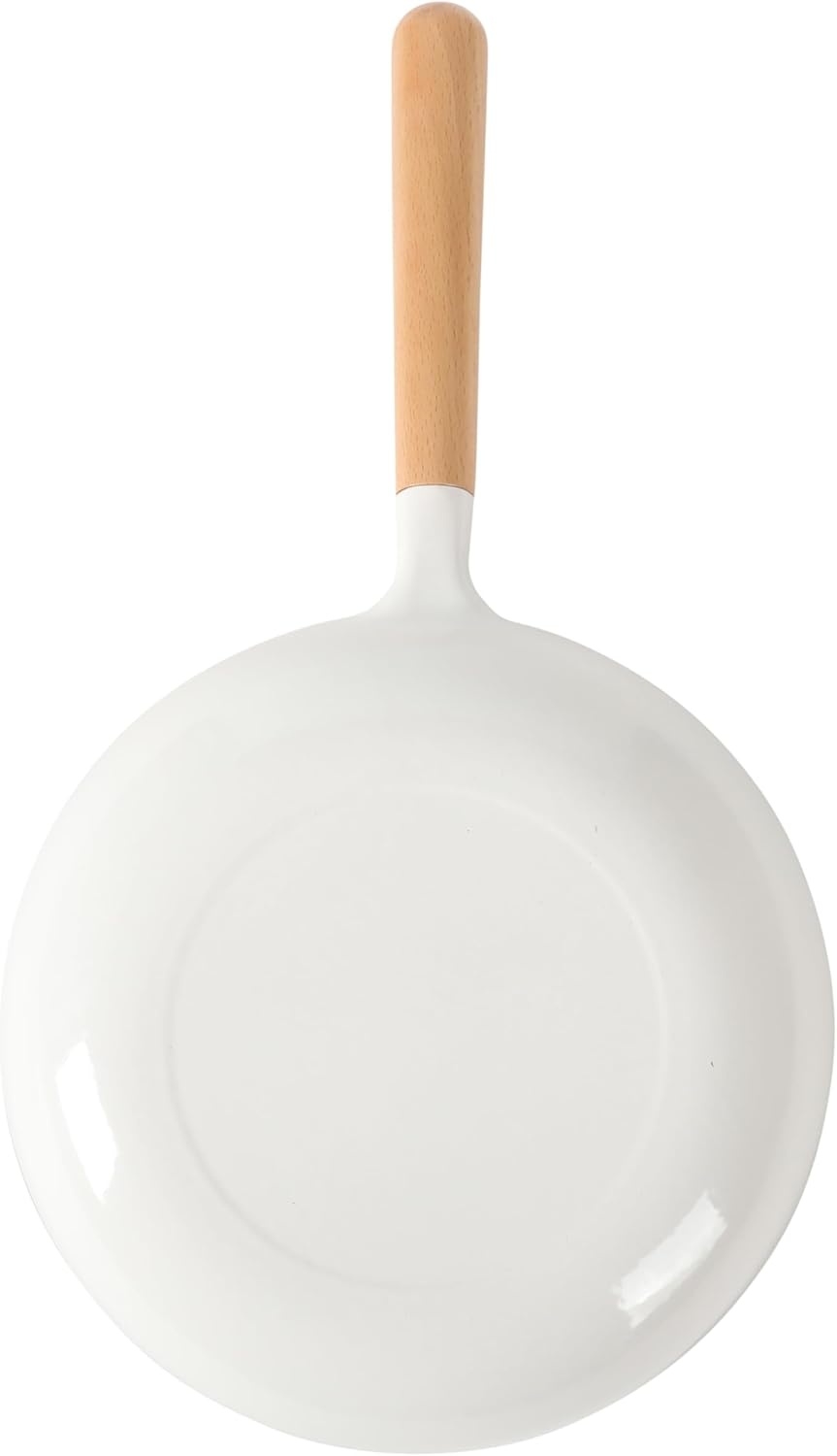 image:imageSur La Table Kitchen Essential Main Canteen 95 PreSeasoned Cast Iron Skillet wWood Handle Natural Nonstick Lightweight Frying Pan for Searing Sauting amp Everyday Cooking BlueEggshell White Skillet