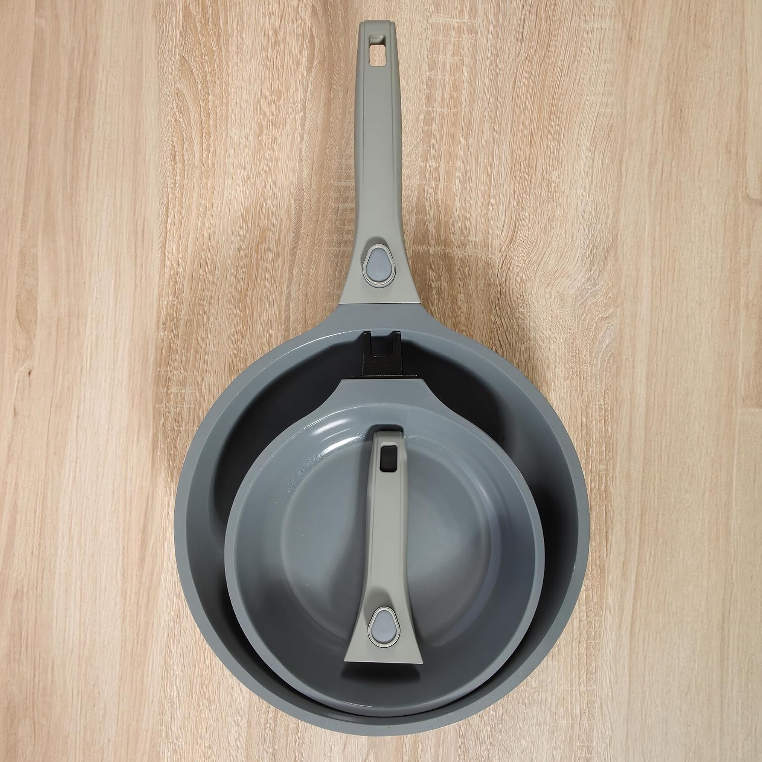 image:imageSur La Table Kitchen Essentials 13 Piece Detachable Handle Pots and Pans Premium PFA Free Premium Ceramic Non Stick Induction Safe and Secure Removable Handle Cookware Set Juniper GreenJuniper Green
