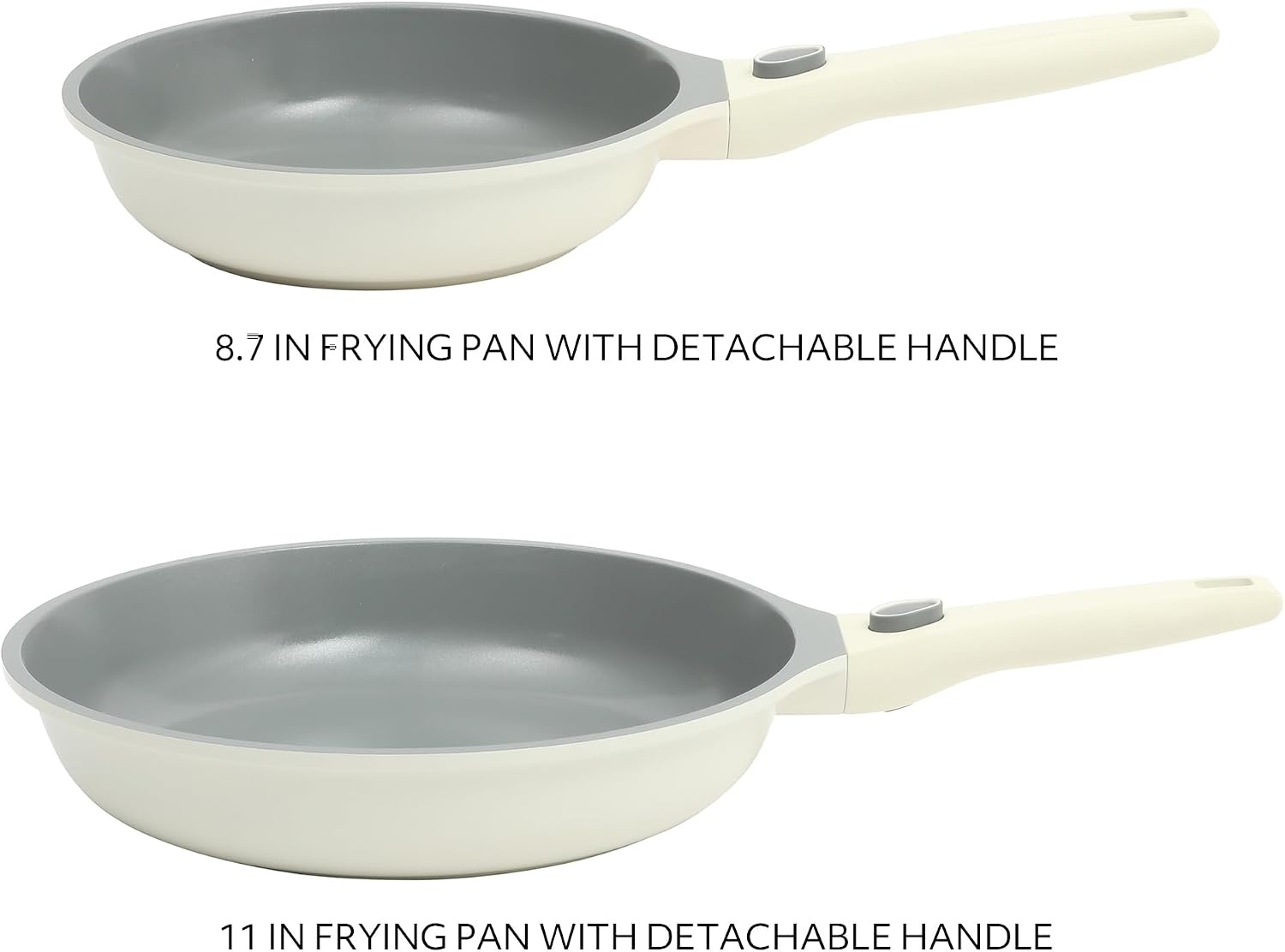 image:imageSur La Table Kitchen Essentials 13 Piece Detachable Handle Pots and Pans Premium PFA Free Premium Ceramic Non Stick Induction Safe and Secure Removable Handle Cookware Set Juniper GreenEggshell White