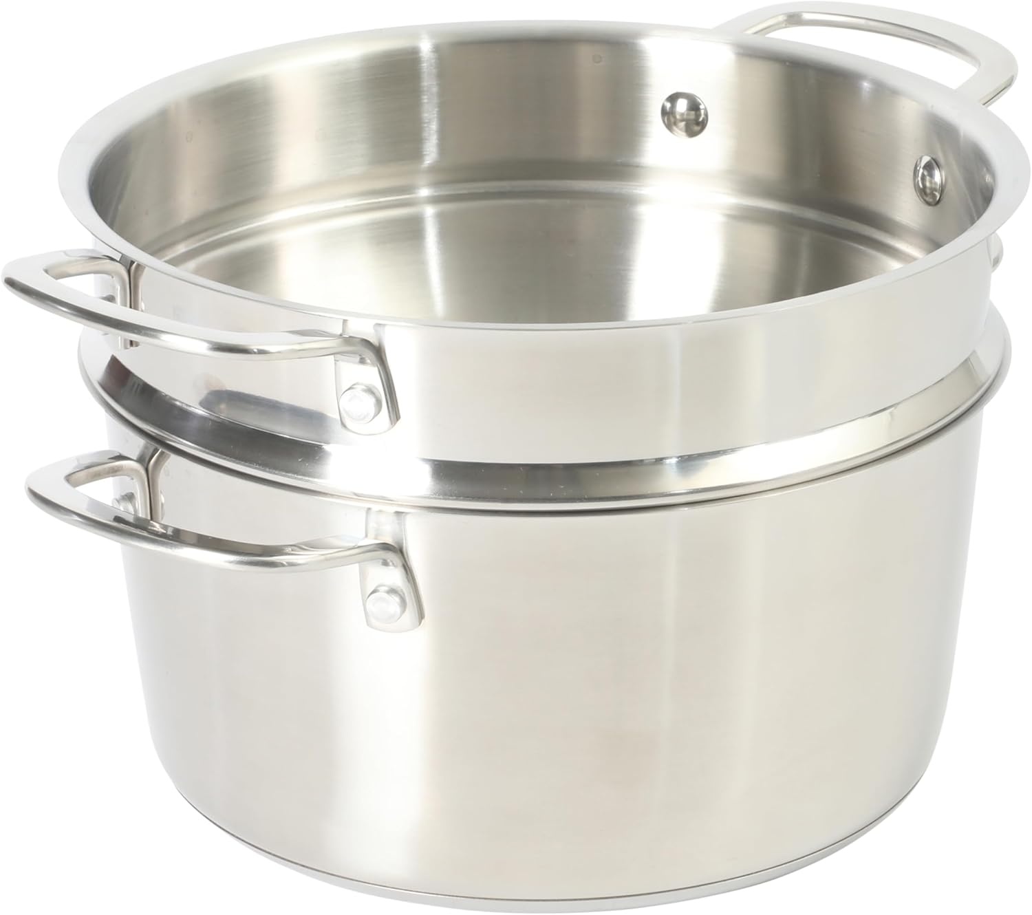 image:imageSur La Table Kitchen Essentials Chefs Deck 3Piece 53Quart Stainless Steel Dutch Oven with Steamer Insert amp Glass Lid Induction Ready TriPly Base Polished Finish amp Hollow StayCool HandlesStainless Steel